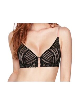 Victoria’s Secret lined plunge underwire black & pink lace lingerie bra size 34D